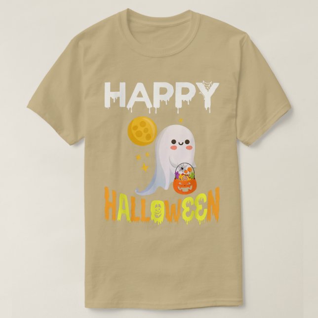 Trick Ou Tratar Camisa De Halloween Ghost Pumpkin  (Frente do Design)