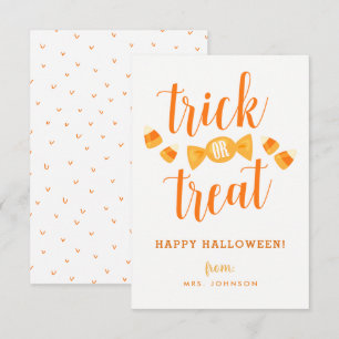Trick ou Tratar Cartões de Sala de Aula de Hallow