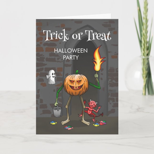 Trick ou Tratar Convite de Halloween (Frente)