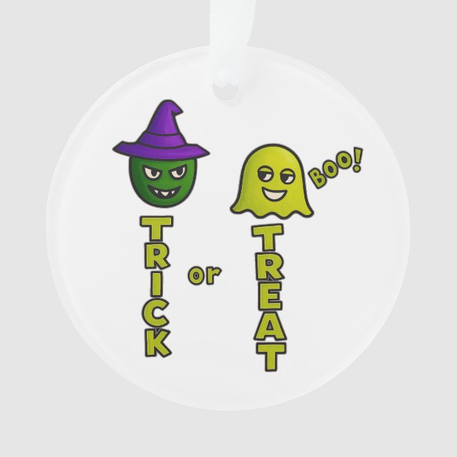 "Trick ou Treat Boo!" Ornamento do Dia de as Bruxa (Frente)