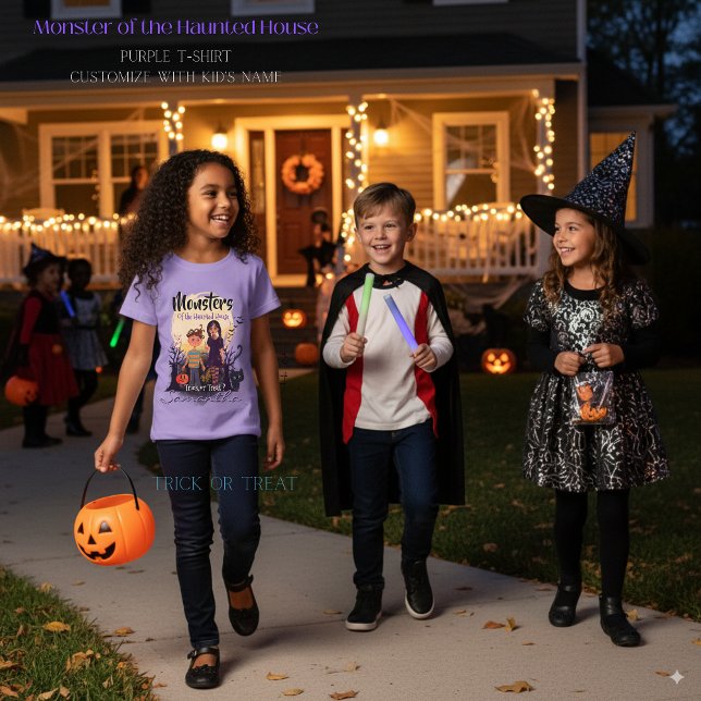 Trick ou Treat? Camiseta de Halloween para Criança (Trick or Treat? Monster Kids Halloween T-Shirt)