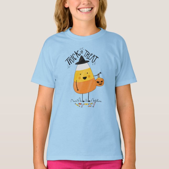 Trick ou Treine Camisa de Capa de Milho Doce (Frente)