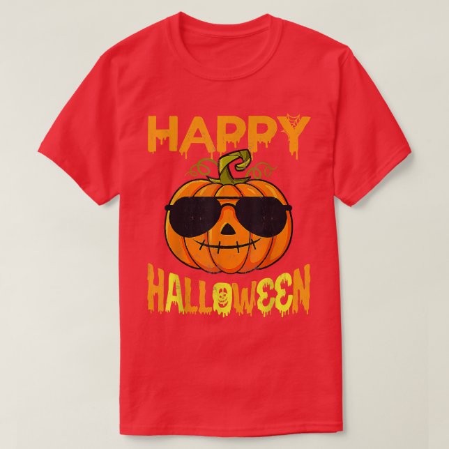 Trick Ou Treine Camisa De Halloween, Pumpkin Happy (Frente do Design)