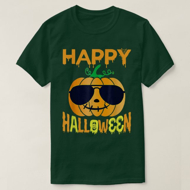 Trick Ou Treine Camisa De Halloween, Pumpkin Happy (Frente do Design)