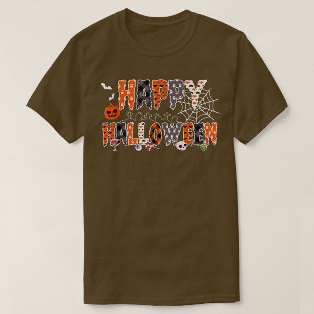Trick Ou Treine Camisa De Halloween Pumpkin Happy  (Frente do Design)