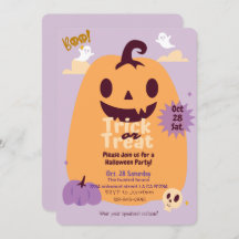 Trick ou Treine convites para festas bonitinhas de