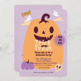 Trick ou Treine convites para festas bonitinhas de