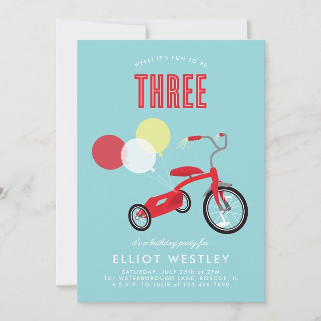 Tricylce Terceiro Convite de Aniversário (Frente)