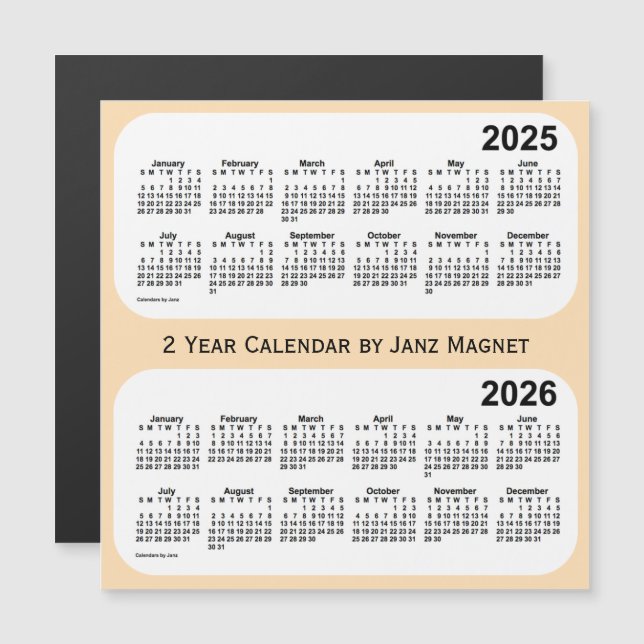 Trigo 2025-2026 calendário de 2 anos pelo ímã de (Frente/Verso)