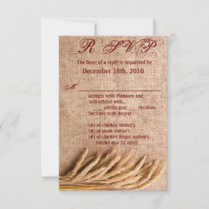 Trigo com cartão R.S.V.P. 3.5x5 no Burlap Sack Cou