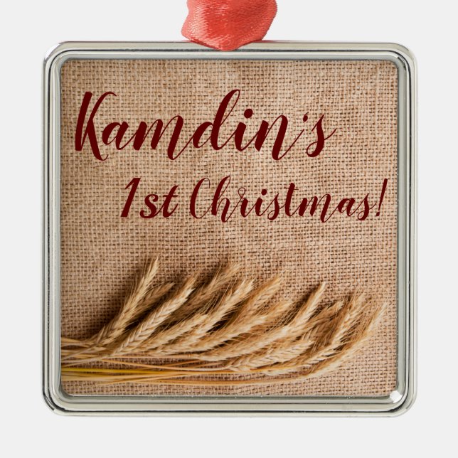 Trigo para Ornamento XMAS Personalizado no Burlap  (Frente)