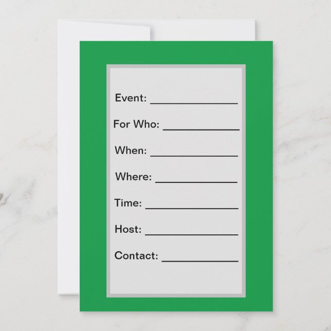 Trilha 8 Convite Plano, Tamanho: 5" x 7" (Verso)