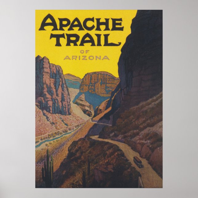 Trilha Apache na Poster de Viagens vintage Arizona (Frente)
