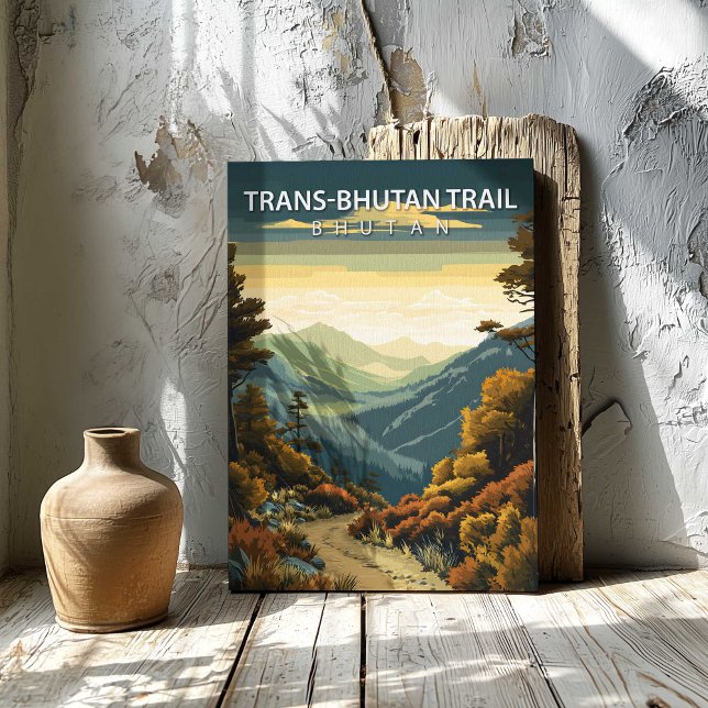 Trilha Trans Butão Canvas Impressão Destino (Trans Bhutan Trail Bhutan Destination Canvas Print by TinkPrints.)