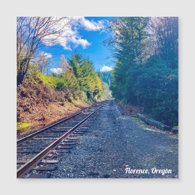 Trilhos de trem em Florence, Oregon cartão magnéti (Frente)