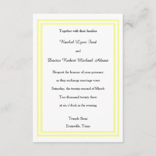 Trim Amarelo Duplo - Convite de Casamento 3x5