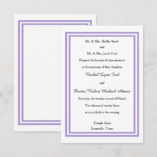Trim de Lavanda Dupla - Convite de Casamento 3x5