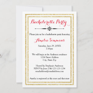 Trim Dourado Duplo - Convite Bachelorette 5x7