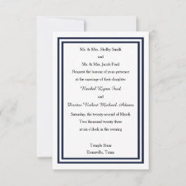 Trim. Marinho Duplo - Convite de Casamento 3x5