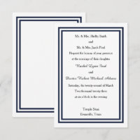 Trim. Marinho Duplo - Convite de Casamento 3x5