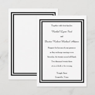 Trim Preto Duplo - Convite de Casamento 3x5