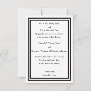 Trim Preto Duplo - Convite de Casamento 3x5