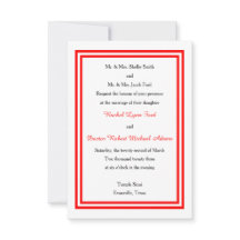 Trim Vermelho Duplo -3x5 Convite de Casamento