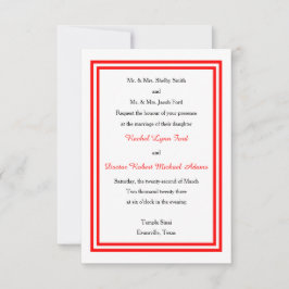 Trim Vermelho Duplo -3x5 Convite de Casamento