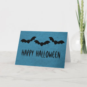 Trio de Bats Halloween - Cartão de Saudação, Azul 
