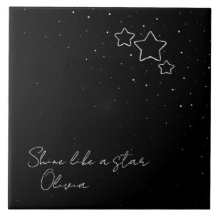 Trio de estrelas em preto e branco com mensagem e 