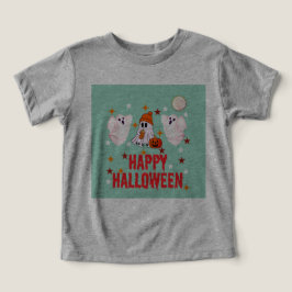 Trio de Fantasmas Fofos Feliz Halloween Meia Manga