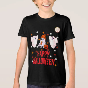 Trio de Fantasmas Fofos Happy Halloween Meia Manga