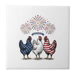 Trío de Frango Patriótico Vetor de Gravação Vintag