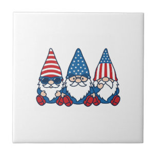 Trio de Gnome Patriótico Camisa Vintage Vetor Desi