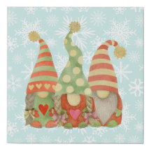 Trio de Gnomos Escandinavos Natal Falso Aquarela