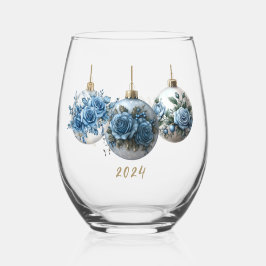 Trio de Ornamento Rosa Azul