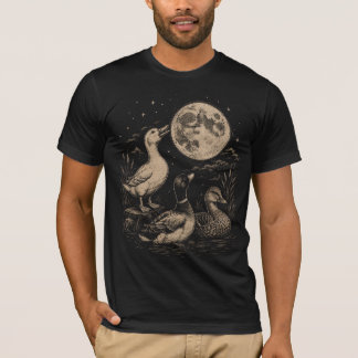 Trio de Patos ao Luar – Design de Camiseta Vintage