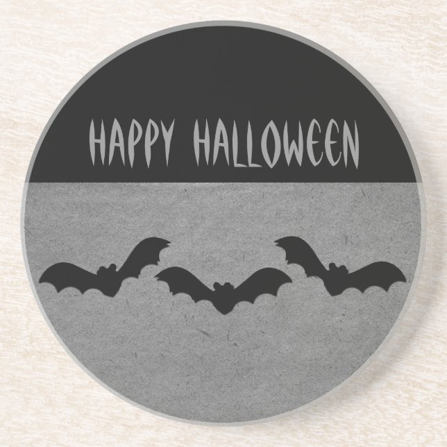 Trio de Porta copos de Bats Halloween, Cinza (Frente)