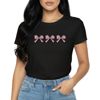 Trio Laço Rosa Camiseta Bonita Coquette Estética
