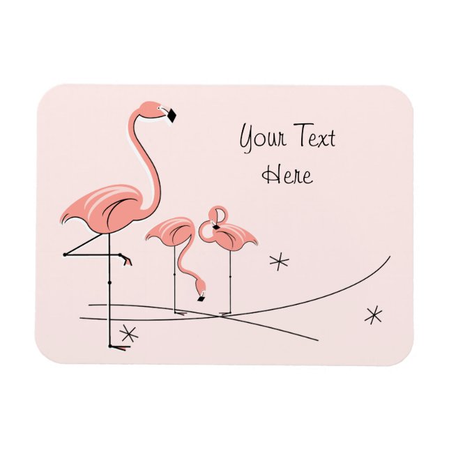 Trio Rosa Flamingo 4 Ímã de texto flexível (Horizontal)