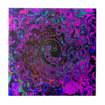 Tripante Preto e Magenta Líquido Remoinho Retro