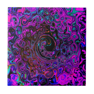 Trippy Black and Magenta Retro Liquid Swirl