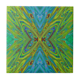 Trippy Chartreuse e Blue Abstrato Butterfly