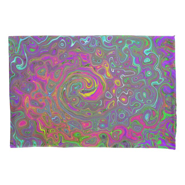 Trippy Hot Pink Abstrato Retro Liquid Swirl (Frente)