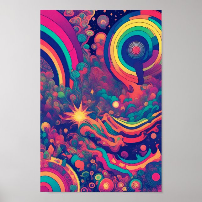 Trippy Rainbow Whirlwind Poster (Frente)
