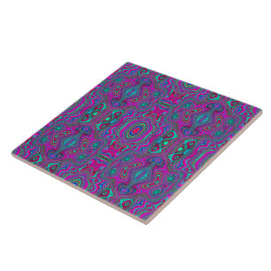 Trippy Retro Magenta, Azul e Verde Abstrato