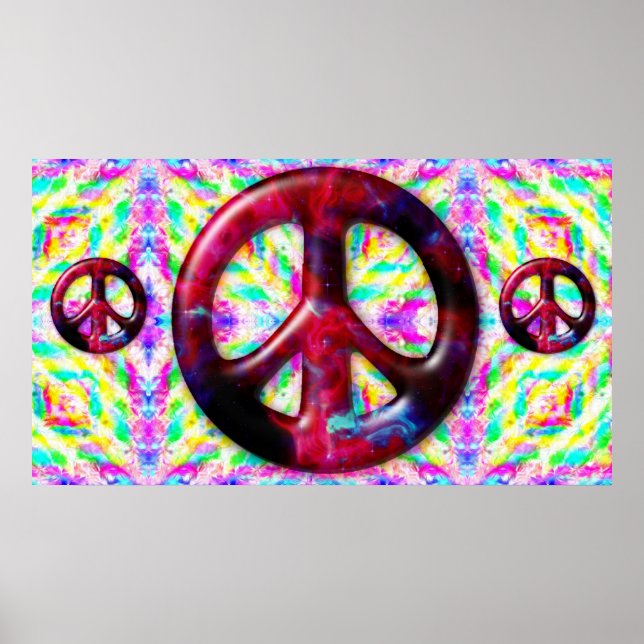 Trippy Sinal de paz Fractal Poster Impressão (Frente)