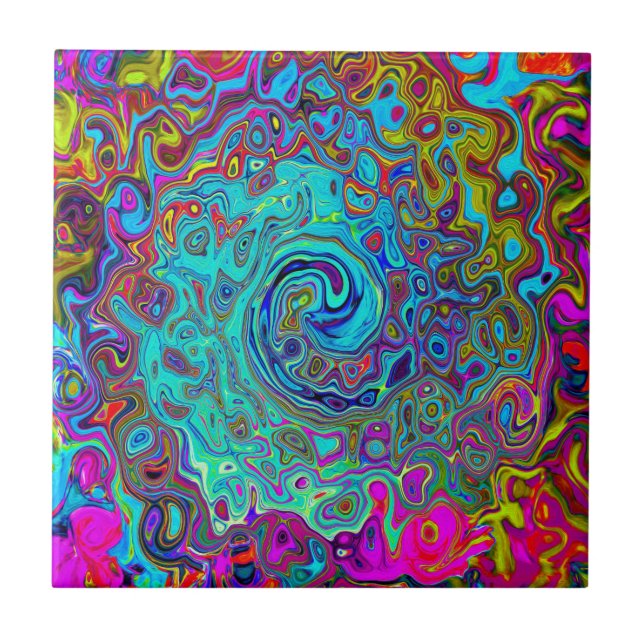 Trippy Sky Blue Abstrato Retro Liquid Swirl (Frente)