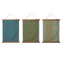 tripta de padrões azuis e verdes sobre os têxteis