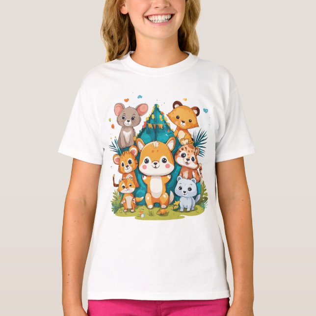 "Tripulação Adorável de Animais", Design de Camisa (Frente)